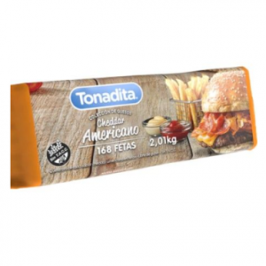 Queso Cheddar Feteado Americano Tonadita Caja 3.85 Kgs  (2 paq x 168 Fetas)