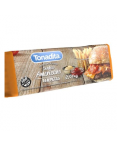 Queso Cheddar Feteado Americano Tonadita Caja 3.85 Kgs  (2 paq x 168 Fetas)