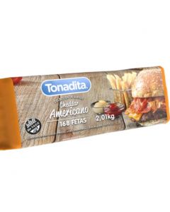 Queso Cheddar Feteado Americano Tonadita Caja 3.85 Kgs  (2 paq x 168 Fetas)