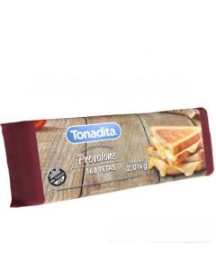 Queso Provolone Feteado Tonadita Caja 4,032 kg ( 2 Paq x 168 Fetas)